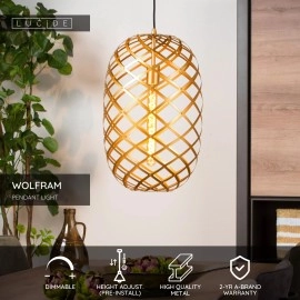 WOLFRAM piekaramā lampa Ø 32 cm 1xE27 matēta zelta / misiņa tonī (Lucide)