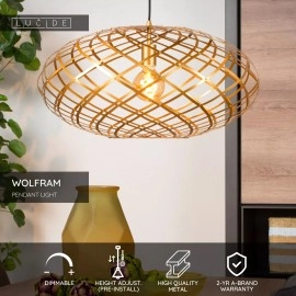 WOLFRAM piekaramā lampa Ø 65 cm 1xE27 matēta zelta / misiņa tonī (Lucide)