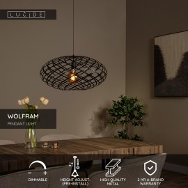 WOLFRAM piekaramā lampa Ø65 cm 1xE27 melna (Lucide)
