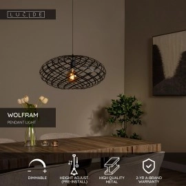 WOLFRAM piekaramā lampa Ø65 cm 1xE27 melna (Lucide)
