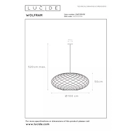 WOLFRAM piekaramā lampa Ø100 cm 3xE27 melna (Lucide)