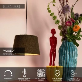 WOOLLY piekaramā lampa E27 zaļa (Lucide)