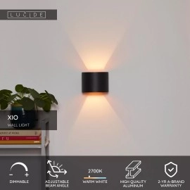 XIO sienas lampa pusapaļa LED dimmējama G9 1x3.5W 2700K melna (Lucide)