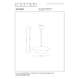 YOUNES piekaramā lampa Ø 40 cm, 1xE27, oranža (Lucide)