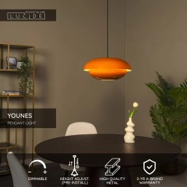 YOUNES piekaramā lampa Ø 40 cm, 1xE27, oranža (Lucide)