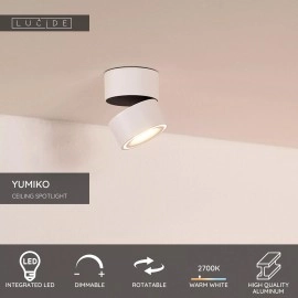 YUMIKO griestu prožektors Ø7,8 cm LED 10W 2700K balts (Lucide)