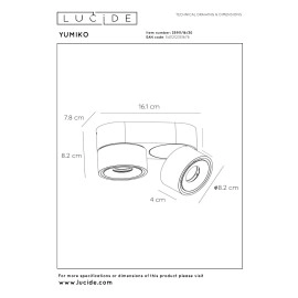 YUMIKO griestu prožektors LED 2x10W 2700K melns (Lucide)