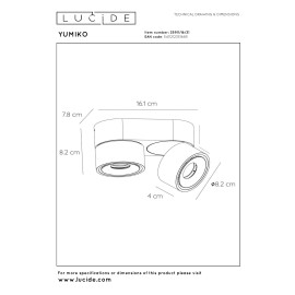 YUMIKO griestu prožektors LED 2x10W 2700K balts (Lucide)