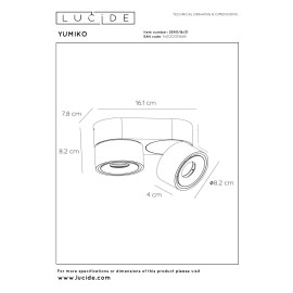 YUMIKO griestu prožektors LED 2x10W 2700K balts (Lucide)