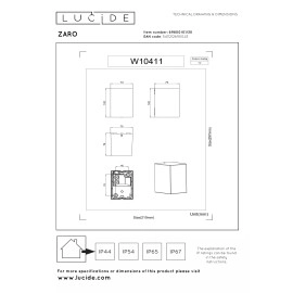 ZARO — āra sienas prožektors, 1xGU10, 35W, IP44, melna (Lucide)