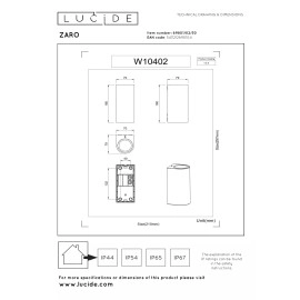 ZARO — āra sienas prožektors, 2xGU10, 35W, IP65, melna (Lucide)
