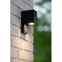 ZARO — āra sienas prožektors, 1xGU10, 7W, IP65, kustības sensors, melna (Lucide)