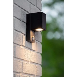 ZARO — āra sienas prožektors, 1xGU10, 7W, IP65, kustības sensors, melna (Lucide)