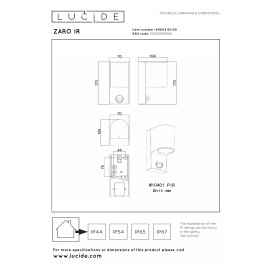 ZARO — āra sienas prožektors, 1xGU10, 7W, IP65, melna (Lucide)