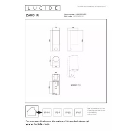 ZARO — āra sienas prožektors, 2xGU10, 7W, IP65, melna (Lucide)