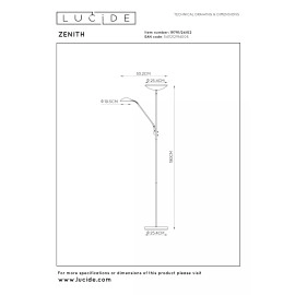 ZENITH stāvlampa lasīšanai LED 20W + 4W misiņa (Lucide)