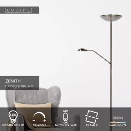 ZENITH stāvlampa lasīšanai LED 20W + 4W satīna hroma (Lucide)