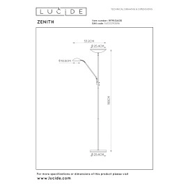 ZENITH stāvlampa lasīšanai LED 20W + 4W melna (Lucide)