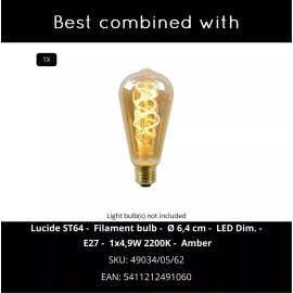ZINO piekaramā lampa Ø10 cm 1xE27 dūmakaini pelēka (Lucide)