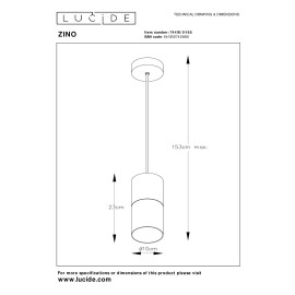 ZINO piekaramā lampa Ø10 cm 1xE27 dūmakaini pelēka (Lucide)