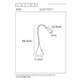 ZOZY galda lampa LED 1x4 W 3000 K melna (Lucide)