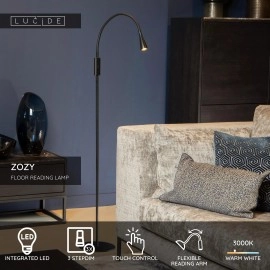 ZOZY stāvlampa lasīšanai LED 1x4 W 3000 K melna (Lucide)