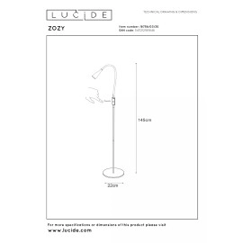 ZOZY stāvlampa lasīšanai LED 1x4 W 3000 K melna (Lucide)
