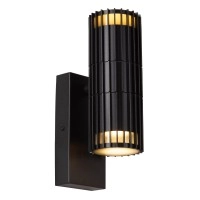 TIMBALA — āra sienas lampa 2×GU10, IP44, melna (Lucide)