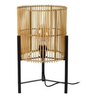 Galda lampa JANTINE Ø30 × 45,5 cm, 1×E27, dabīgs rotangs/melna (Lucide)