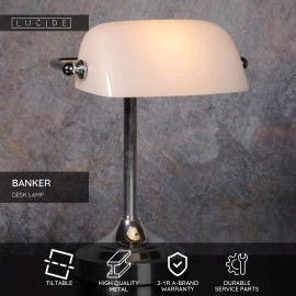 Galda lampa BANKER 1xE14, hromēta (Lucide)