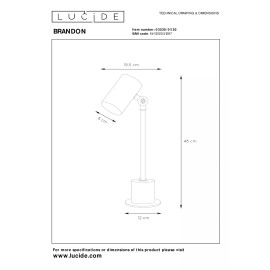 Galda lampa "BRANDON", E14, melna, Lucide, 03530-01-30
