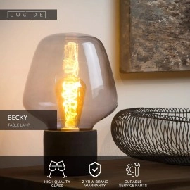 BECKY galda lampa Ø20 cm 1xE27 dūmu pelēka (Lucide)