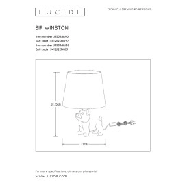 Galda lampa "EXTRAVAGANZA SIR WINSTON", 1x E14, Lucide, 13533-81-10