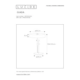 Galda lampa "GIADA", 2x E27, tērauds, matēta zelta, misiņa, Lucide, 30570-02-02