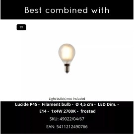 GITTA galda lampa Ø17 cm 1xE14 hroma (Lucide)