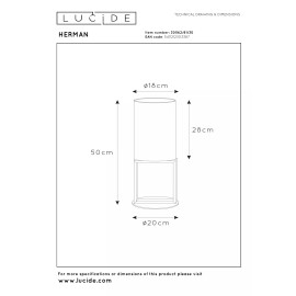 HERMAN galda lampa Ø20 cm 1xE27 melna (Lucide)
