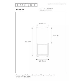 HERMAN galda lampa Ø20 cm 1xE27 melna (Lucide)