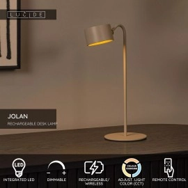 JOLAN uzlādējama LED galda/klipša/sienas lampa taupe (Lucide)