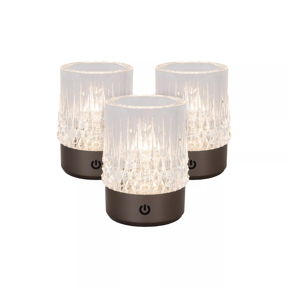LILY uzlādējamu LED galda lampu komplekts 3 gab. gunmetal (Lucide)