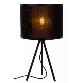 Galda lampa "TAGALOG", Ø 26 cm, 1x E27, bambuss, melns, Lucide, 21529-26-30