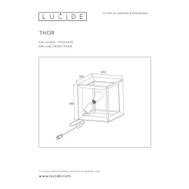 Galda lampa "THOR", 1x E27, dzelzs pelēka, Lucide, 73502-01-15
