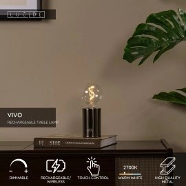VIVO uzlādējama LED galda lampa satīna gunmetal (Lucide)