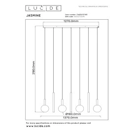 JASMINE griestu gaismeklis 7x4W dūmu pelēks (Lucide)