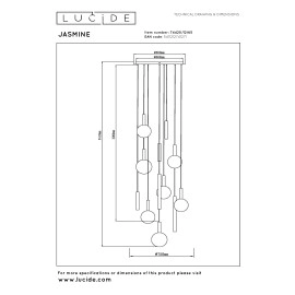 JASMINE griestu gaismeklis 12x4,5W dūmu pelēks (Lucide)