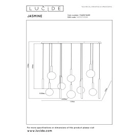 JASMINE griestu gaismeklis 14x4,4W dūmu pelēks (Lucide)