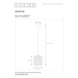 Griestu lampa "AGATHA", 1x E27, stikls, LUCIDE - 03433-01-02