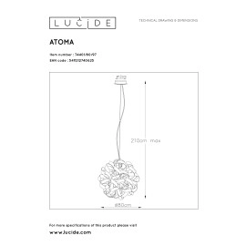 Griestu gaismeklis "ATOMA", 80cm, brūna, 12x G9, Lucide, 74401-80-97