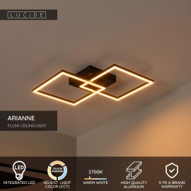 ARIANNE LED CCT kvadrātveida griestu lampa 23 W melna (Lucide)