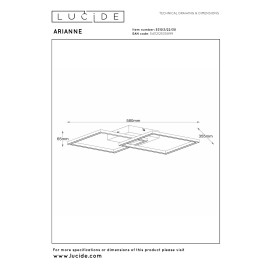 ARIANNE LED CCT kvadrātveida griestu lampa 23 W melna (Lucide)