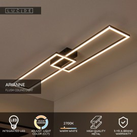 ARIANNE LED CCT taisnstūrveida griestu lampa 23 W melna (Lucide)
